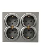 Розетка 4-мест. с заземл. LETO закрытый корпус ПБТ платина LEZARD 752-3500-127BDP