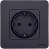 Розетка 1-м СП Inspiria 16А IP20 250В 2P+E защ. шторки немецк. стандарт механизм антрацит Leg 673733