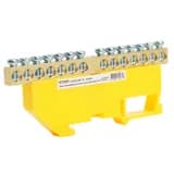 ШинаN на изоляторе STEKKER 69 на DINрейку 14 выводов желтый LD5556914 49549
