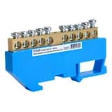 ШинаN на изоляторе STEKKER 69 на DINрейку 10 выводов синий LD5556910 49533