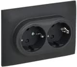 Розетка 2-м SKANDY 16А с заземл. защ. шторки в сборе SK-R07G графит IEK SK-R24-16-K53-F