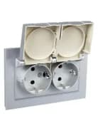 Розетка 2-м СП BRITE РСбш12-3-44-БрА 16А в сборе IP44 с крышкой алюм. IEK BR-R26-16-44-K47-F