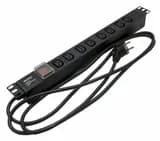 Блок розеток для 19" шкафов выключатель с подсветкой Hyperline SHE19-8IEC-S-2.5EU (Черный)