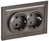 Розетка 2-м СП BRITE РС12-3-БрТБ 16А в сборе с заземл. без защ. шторок бронза IEK BR-R21-16-K45-F