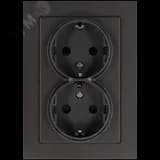 Розетка Schuko двойная с защитными шторками 16A 250V~ 2P+T, цвет Мокко