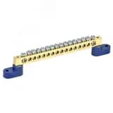 Шина "N" нулевая 8х12 мм на двух угловых синих изоляторах 16 групп, REXANT