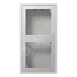 Коробка для накладного монтажа с негорючим основанием 2-я для горизонтальной/вертикальной установки в комплекте с рамкой для установки устройств и накладок серии LS990 Материал- лакированный дуропласт Цвет- алюминий