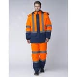 Костюм зимний Дорожник-Сигнал (ткань Смесовая,210) полукомбинезон, оранжевый темно-синий (87483433), 56-58 182-188