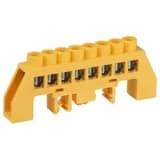 Шина NO-224-116 PE земля в комбинированном изоляторе на DIN-рейку ШНИ-8х12-8-Д-желтый