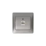 Розетка компьютерная 1-м Glossa RJ45 кат.5E механизм платина SE GSL001281K