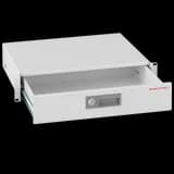 Выдвижная полка (ящик) 19", 2U, для тех. документации и инструментов, с ключом, cерый SYSMATRIX RD 0302.700