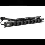 Блок розеток PDU 9 розеток шнур 2 метравилка IEC 320 C14. профиль из ПВХ. Черный ITK