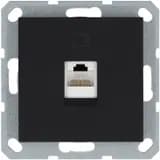 Розетка компьютерная 1-м RJ45 IP20 кат. 5E механизм черн. матов. soft touch Jasmart G6105PB