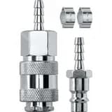 Набор (штуцер "елочка" 6 мм - рапид муфта) + (рапид штуцер-штуцер "елочка" 6 мм) + (обжимные хомуты 2 шт)