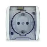 Розетка с заземлением с крышкой наружная Клио 16А IP44 белая UNIVersal