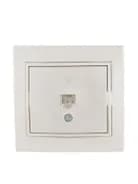 Розетка телефонная 1-м СП Mira RJ11 16А IP20 евро стандарт со вставкой жемчуж./бел. перламутр. LEZARD 701-3030-137