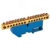 Шина "N" нулевая с синим изолятором на DIN-рейку 8x12 мм стойка бол. 16 групп, REXANT