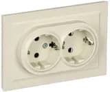 Розетка 2-м СП BRITE РСш12-3-БрКр 16А в сборе с заземл. защ. шторки беж. IEK BR-R24-16-K10-F