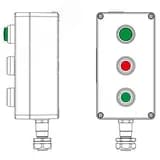 Взрывозащищенный пост управления из алюминия CPE-A-14-(1xLG(250)-1xP1R(11)-1xP1G(11))-1xKAEPM2MHK-20(C)1Ex d e IIC Т5 Gb / Ex tb IIIC T95°C Db IP66