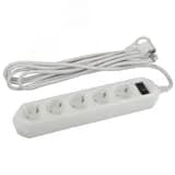 Сетевой фильтр USF-5es-1.5m-W с базовой защитой с заземлением с выключателем 5 розеток 1,5м 10А белый Б0019031 ЭРА