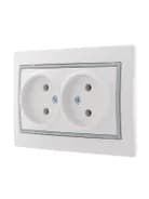 Розетка 2-м СП Mira 16А IP20 без заземл. с сер. вставкой керамика бел. LEZARD 701-0215-128