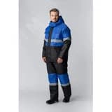 Костюм зимний Профи (ткань Оксфорд) полукомбинезон, васильковый черный, 52-54 182-188