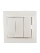 Выключатель 3-кл. СП Mira 10А со вставкой жемчуж./бел. перламутр. LEZARD 701-3030-109