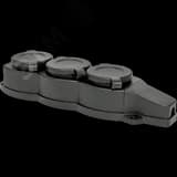 Розетка трехместная с защитными крышками каучуковая 230В 2P+PE 16A IP44 PROxima