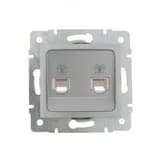 KARINA Розетка телефонная двойная евро матовое серебро (10шт/120шт) Lezard