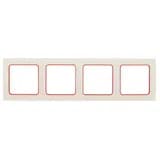 Стокгольм Рамка 4-местная белая с линией цвета красный EKF PROxima