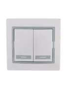 Выключатель 2-кл. СП Mira 10А IP20 с сер. вставкой бел. LEZARD 701-0215-101