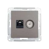 Розетка компьютерная + телевизионная 2-м AtlasDesign RJ45 кат.5E + TV механизм мокко SE ATN000689