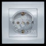 Розетка Бриллиант с заземлением серебро