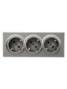 Розетка 3-мест. с заземл. LETO закрытый корпус ПБТ платина LEZARD 752-3500-127BUP