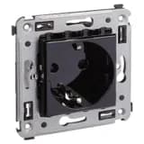 Розетка 1-м СП 2мод. Avanti «Черный квадрат» 16А IP20 2P+E защ. шторки черн. DKC 4402003