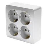 Розетка 4местная сз открытой установки квадрат STEKKER 250В 16А IP20 серия София серебро MST1614S03 49334