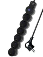 Удлинитель 6х5м с заземл. IP20 с выкл. 10А 2200Вт 220В защ. шторки ПВС 3х1 черн. КОСМОС YKsm5m-6g-Z-V10A-B