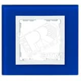 Рамка на 1 пост, S82N, синий - белый (стекло)