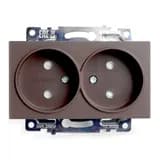 Розетка 2местная бз механизм STEKKER GLS10711304 250V 10А с защитной шторкой серия Катрин шоколад 49026