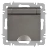 Розетка 1-м СП Accent 6-203-09 16А IP20 250В 2P+E Schuko с крышкой AL/CU титан Intro Б0063471