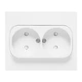 Стокгольм Розетка 2-местная б/з 10А автоматические клеммы белая с защ. штор. EKF PROxima