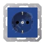 Штепсельная розетка SCHUKO одинарная, с заземлением, без шторок, 16A, 250В  (механизм + накладка, без рамки). Серия A500  Материал- термопласт  Цвет- синий