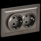 BRITE Розетка двойная с заземлением с защитными шторками 16А в сборе РСш12-3-БрТБ темная бронза