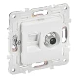 Розетка двойная TV+RJ45 кат.5E SKANDY SK-A14W арктич. бел. IEK SK-AK20-1-K01