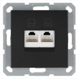 Розетка компьютерная 2-м RJ45 IP20 кат. 5E механизм антрацит Jasmart G6106B