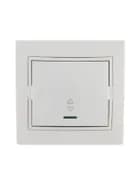 Переключатель проходной 1-кл. СП Mira 10А с подсветкой с бел. вставкой бел. LEZARD 701-0202-114