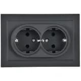 Розетка 2-м СП BRITE РС12-3-БрГ 16А в сборе с заземл. без защ. шторок графит IEK BR-R21-16-K53-F