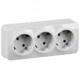 GLORY Розетка трехместная наружная с заземлением белая IEK