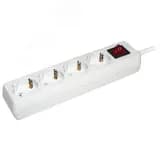 Удлинитель бытовой 4 розетки шнур 3м с заземлением с выключателем 16А IEK