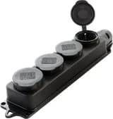 Розетка переносная STEKKER RST162444 четырехместная с заземляющим контактом 230В 16А IP44 черная 39019